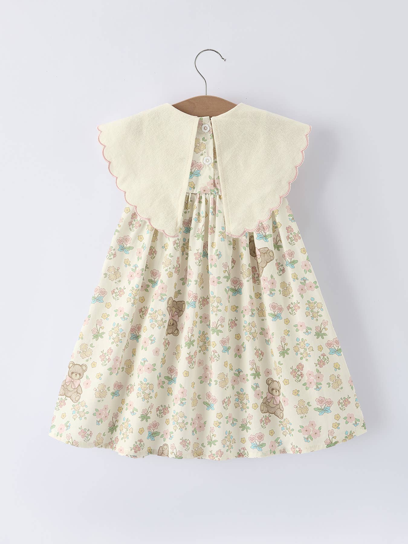 Vintage Bear Embroidered Flower Dress