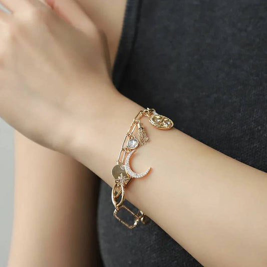 Coin and Charm Bracelet Moon and Sun Charms