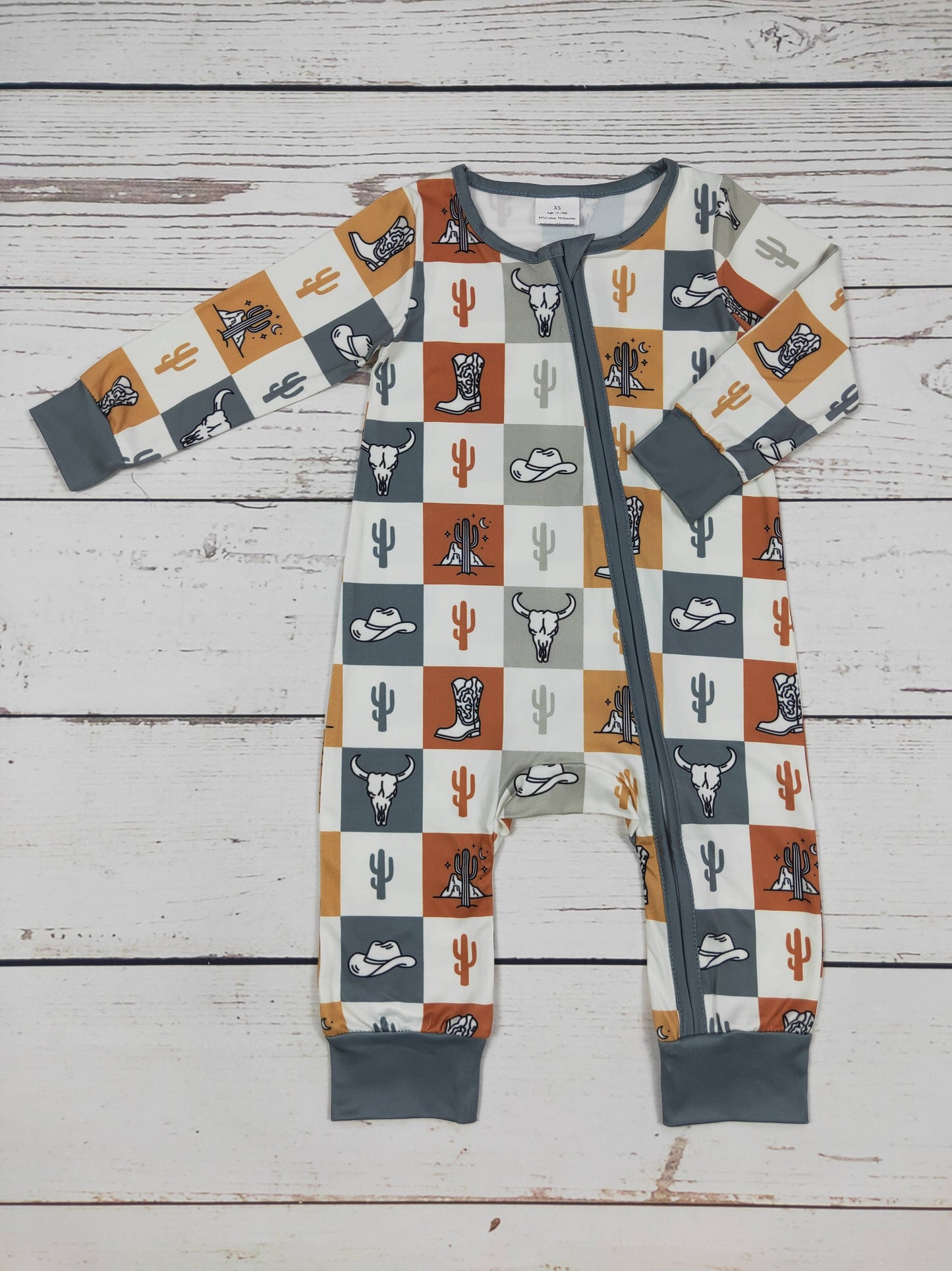 Baby Zipper Sleeper With Cactus Cows Print