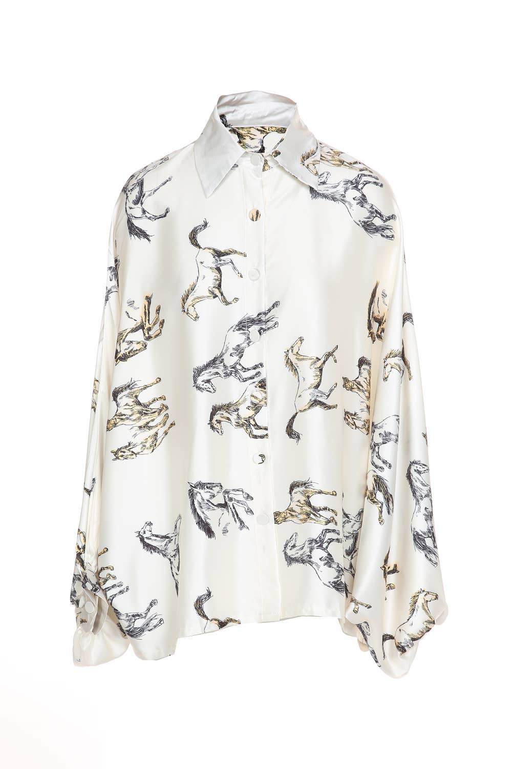 Horse Print Satin Blouse