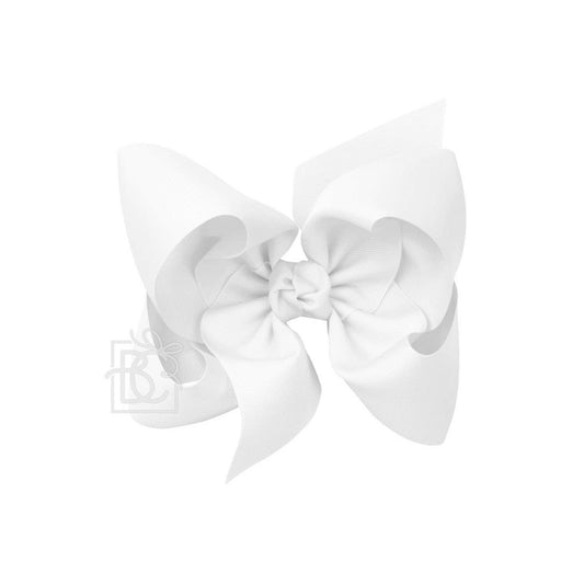 SIGNATURE GROSGRAIN BOW ON CLIP: WHITE / 7.5" Texas - 3" Ribbon on French Clip