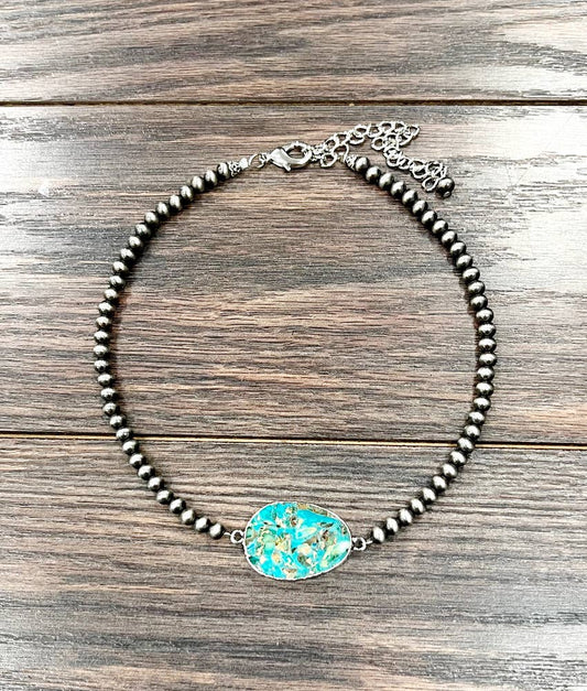 739553, Handmade 15" Navajo Gemstone Necklace