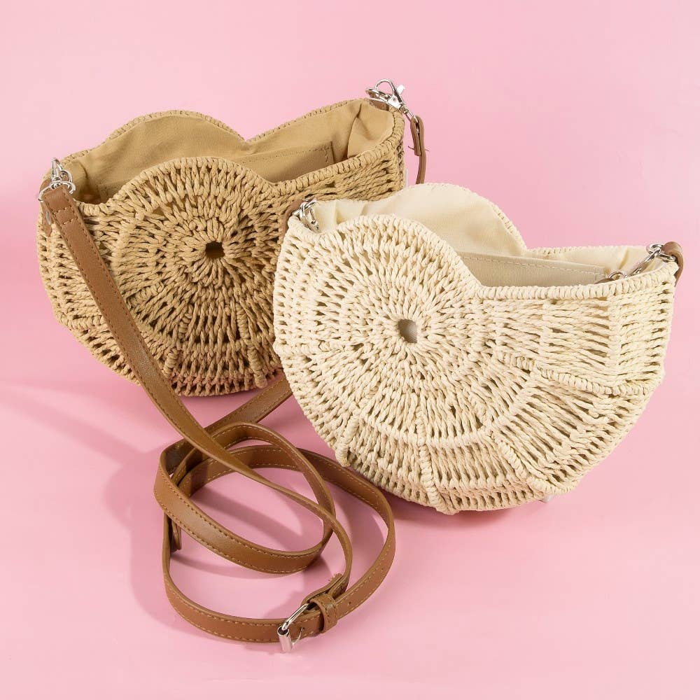 Straw Braided Sea Shell Bag