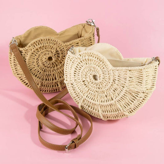 Straw Braided Sea Shell Bag
