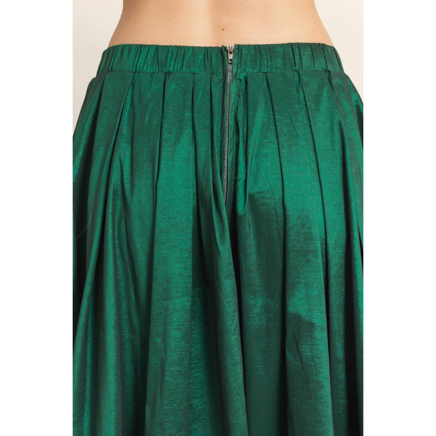 The Emerald Pleated A-Line Midi Skirt
