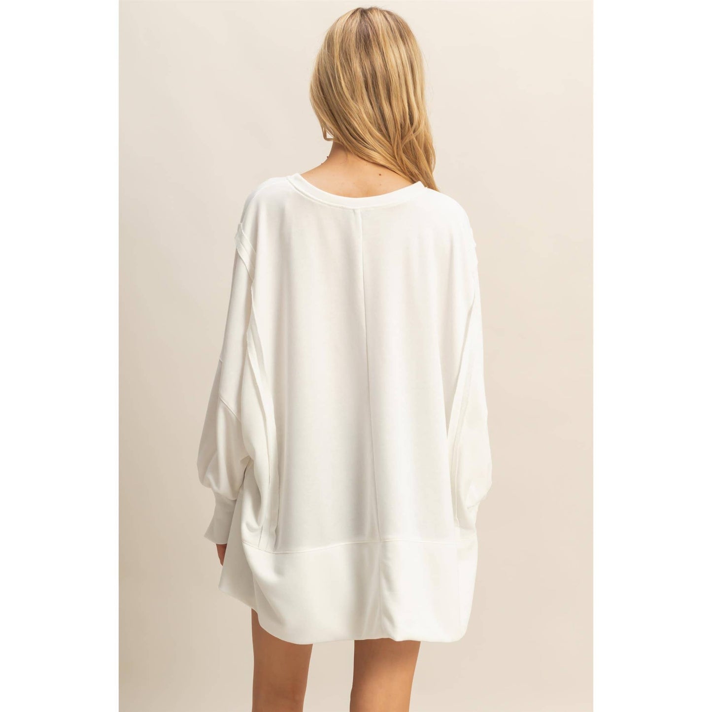 White Oversized Long- Sleeve Top