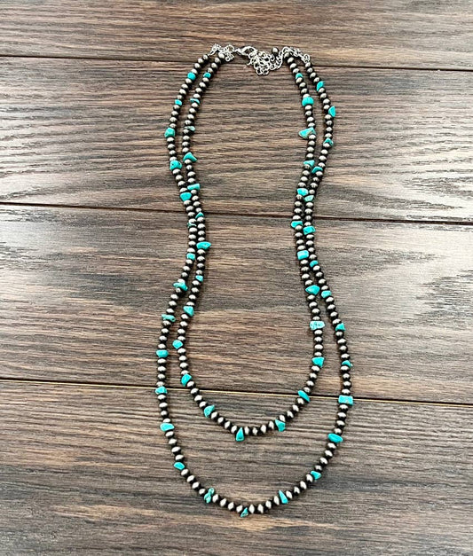 739503, Handmade 30" 6mm Navajo, Chip Stone Necklace