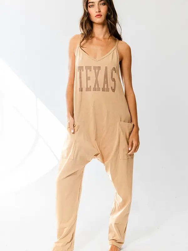 Texas drop crotch v-neck jumpsuit