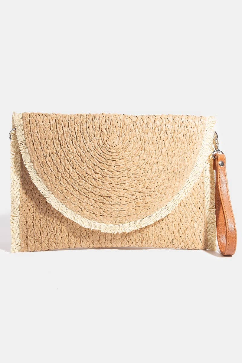 Paper Braided Envelope Clutch Bag