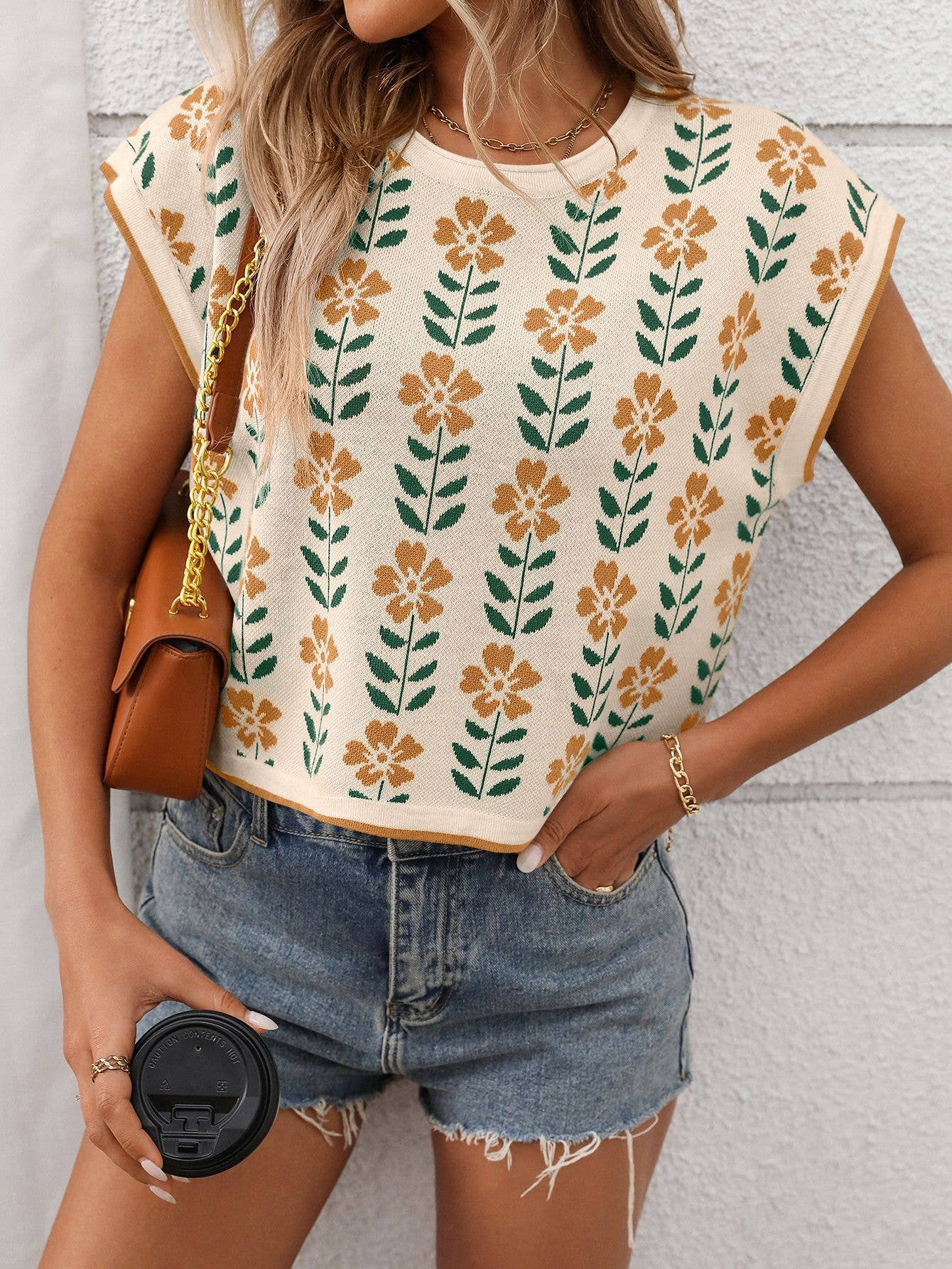 Knit Top with Floral Detail