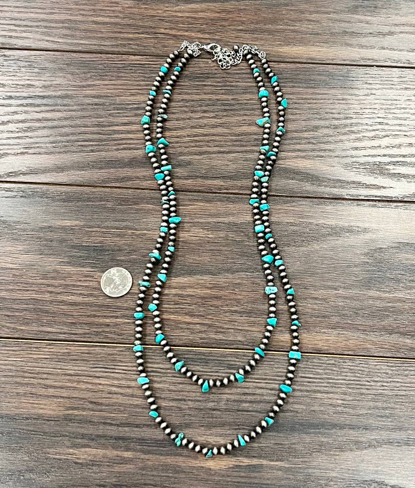 739503, Handmade 30" 6mm Navajo, Chip Stone Necklace
