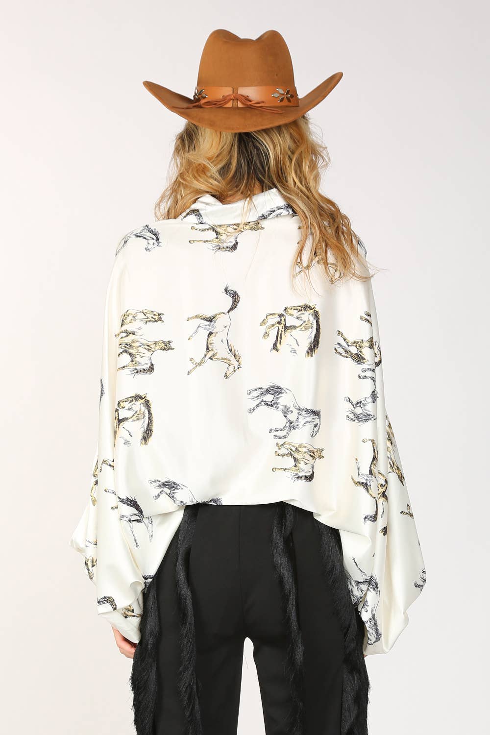 Horse Print Satin Blouse