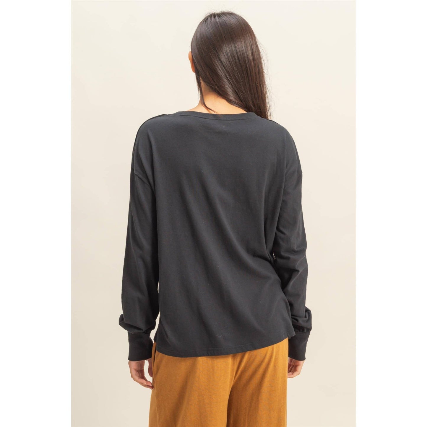 Black Long Sleeve Pocket T-Shirt