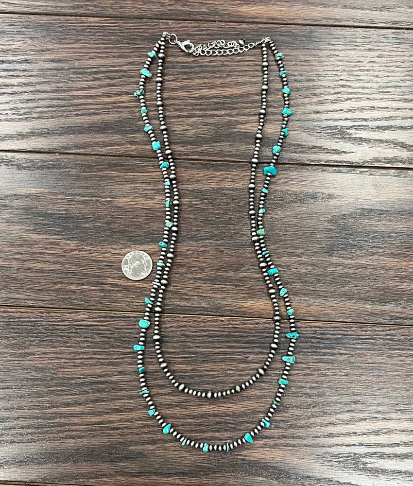 737113, 30" 2-strand Navajo Turquoise Necklace