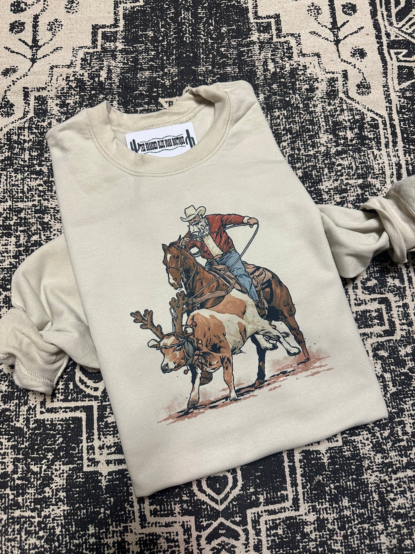 Western Roping Santa Christmas Graphic