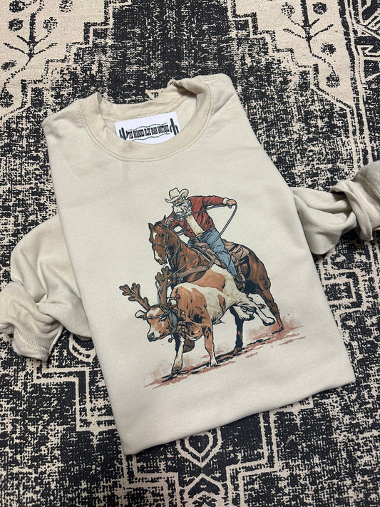 Western Roping Santa Christmas Graphic