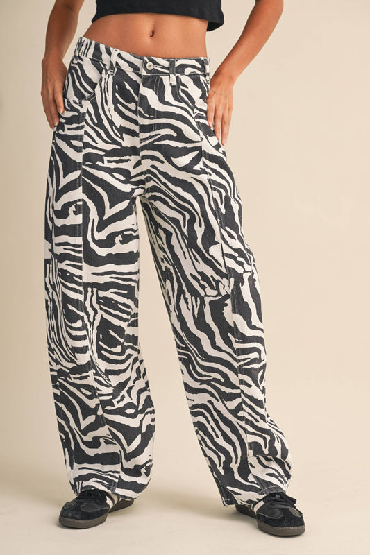 Zebra Barrel Pants