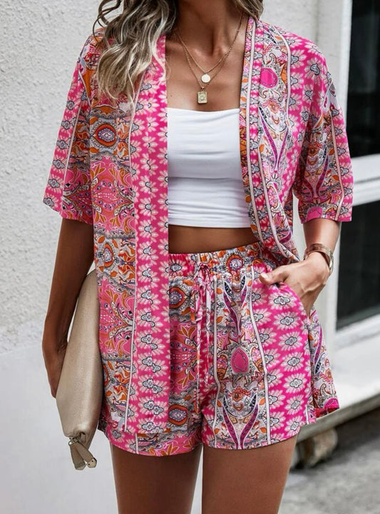 Hot Pink shorts and Kimono Set