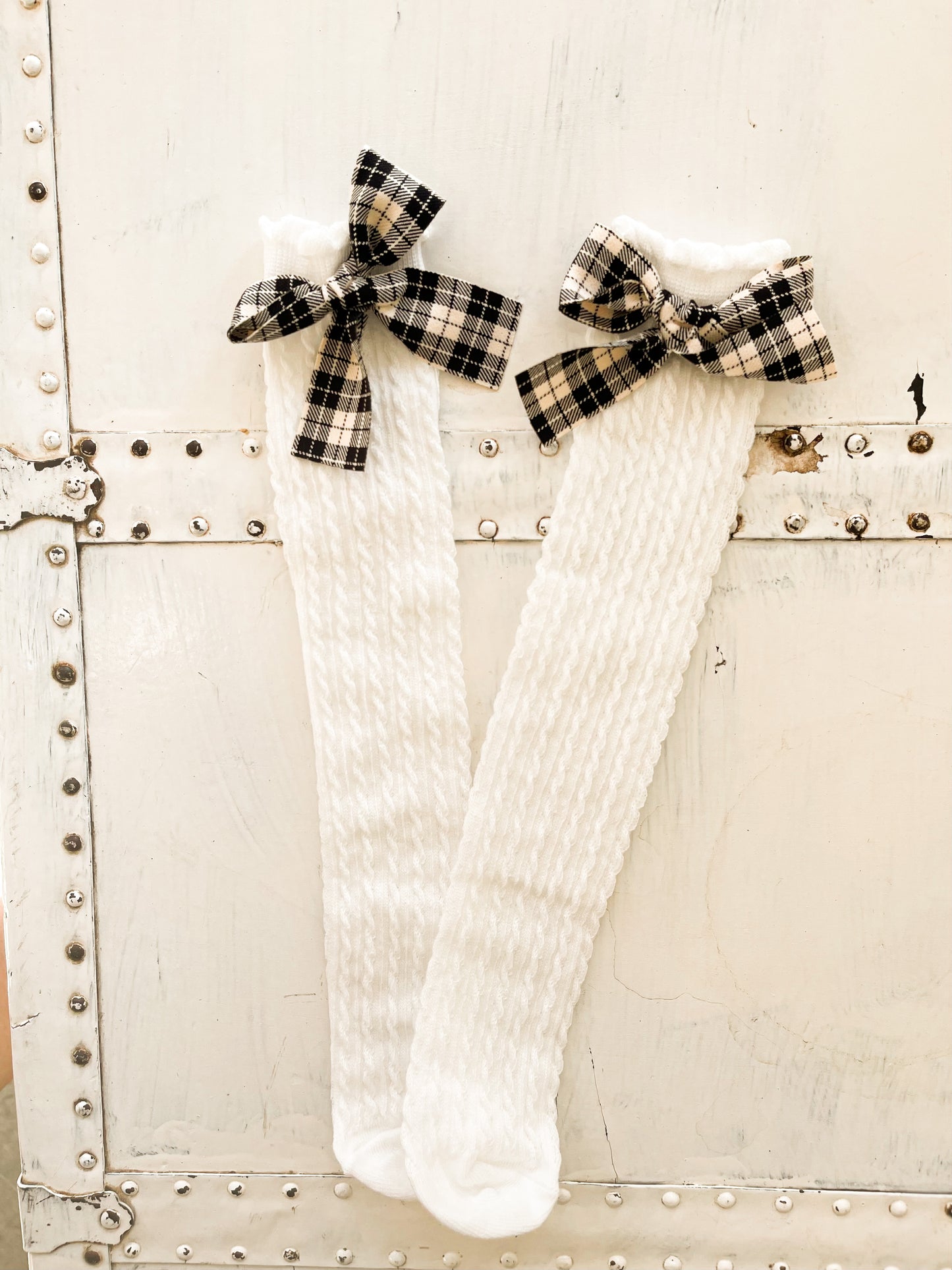 Flannel Bow knee high sock