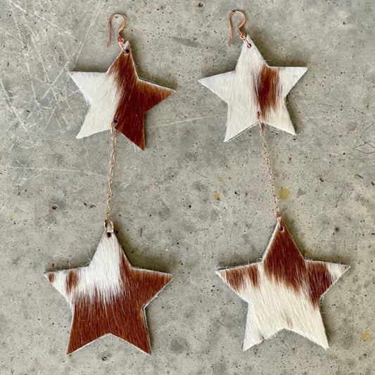 Cowhide Star earrings