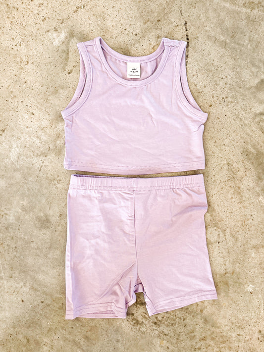 Lavender Biker Shorts Set