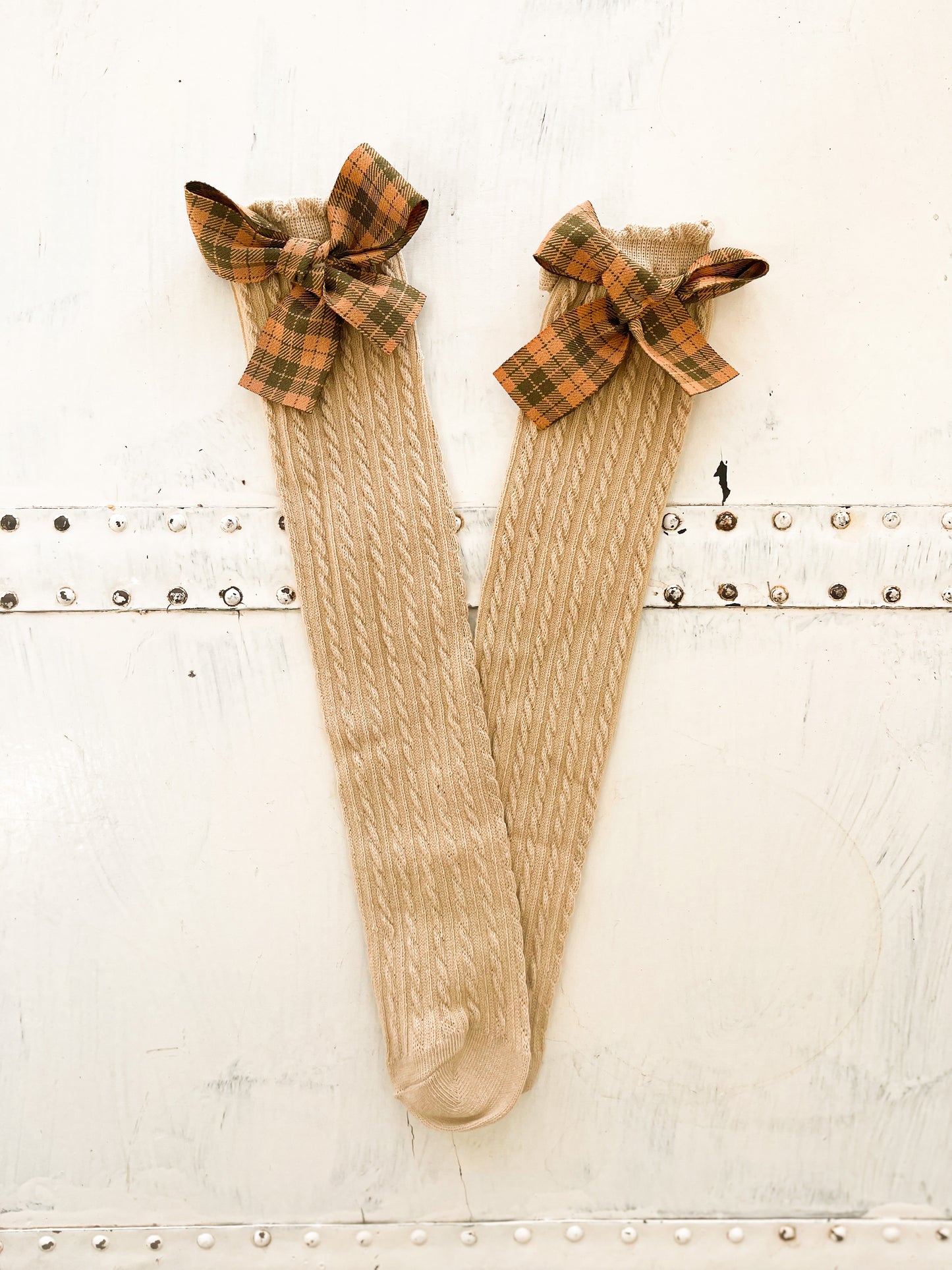 Flannel Bow knee high sock