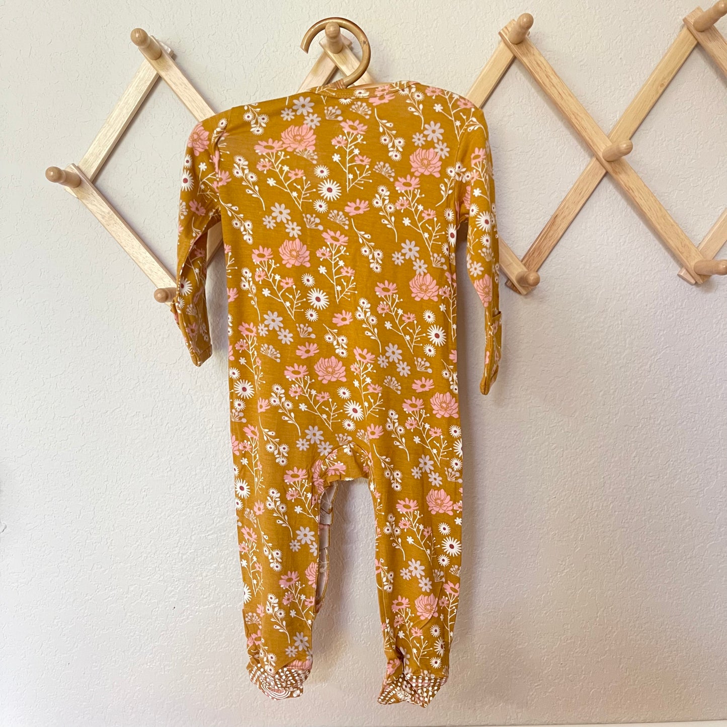 Wildflower Mustard Bamboo Footie Pajamas