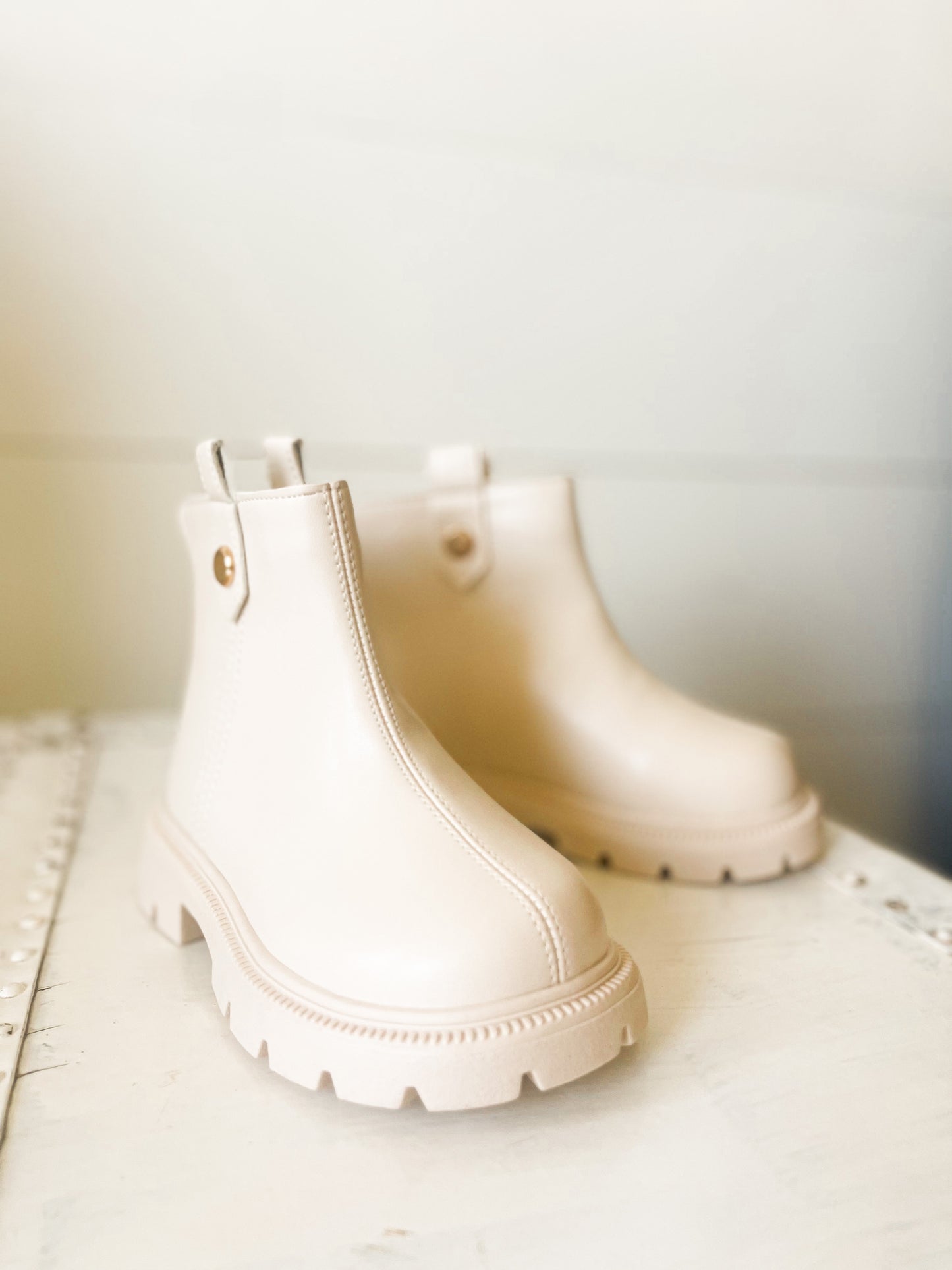 Zip Side White Combat Boots