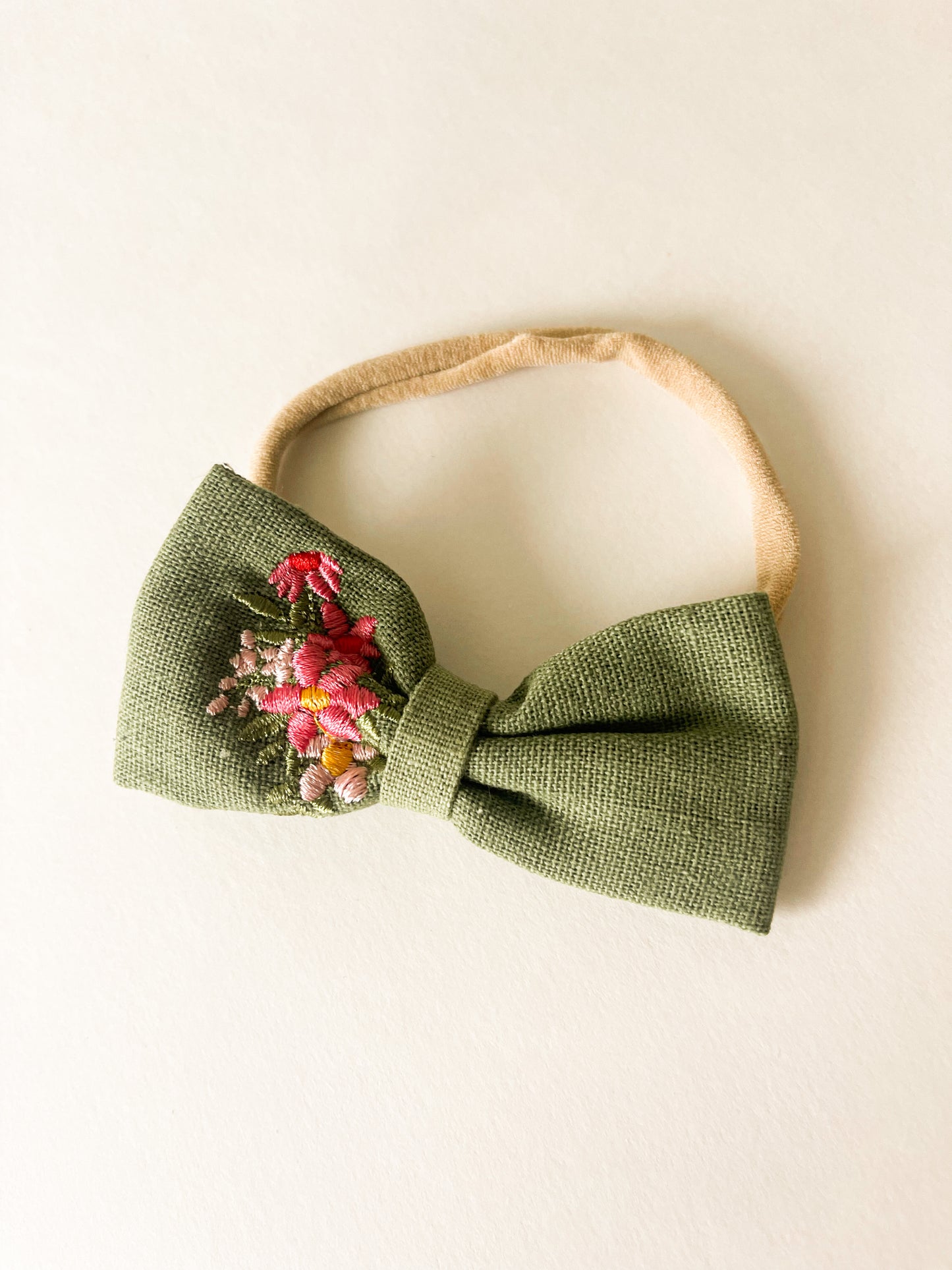 Embroidered headband bow