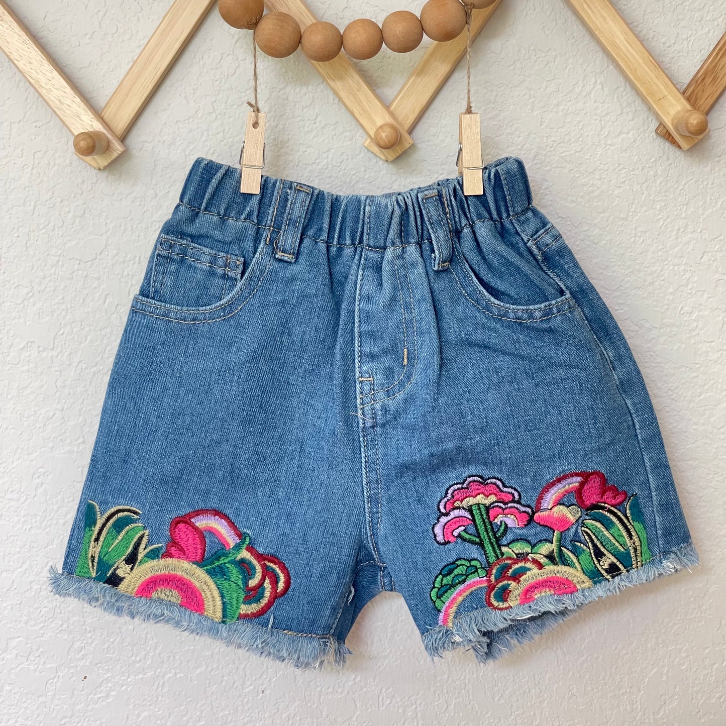 Rainbow Paradise Embroidered shorts