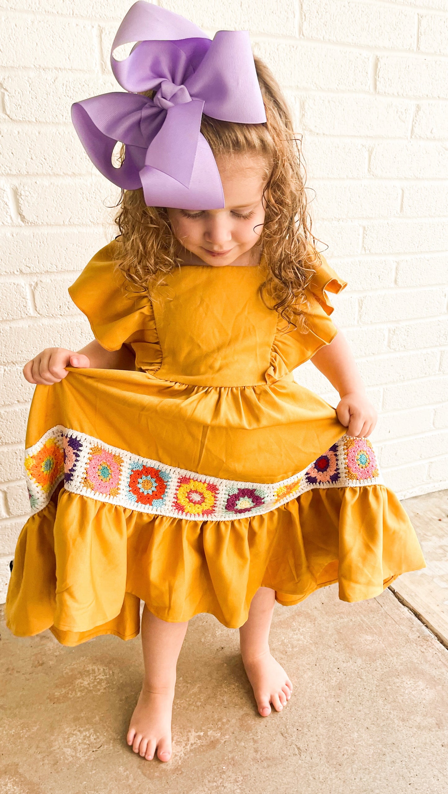 Mustard Crochet Dress
