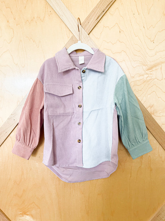 Corduroy Color Block Shacket